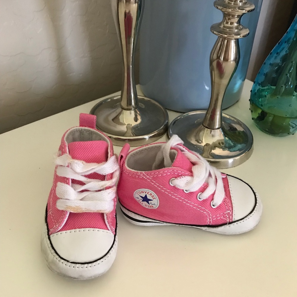 Pink Converse Crib Shoes, size 2.